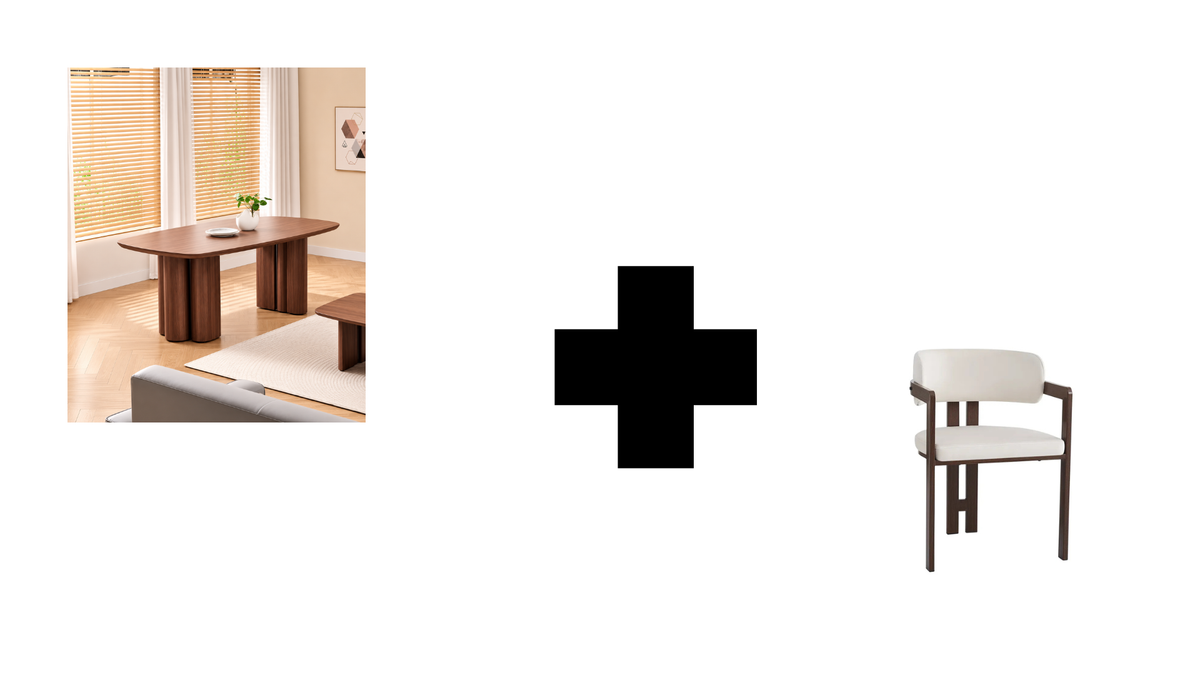 Lot table à manger Trinity effet noyer + chaises Mellow effet noyer
