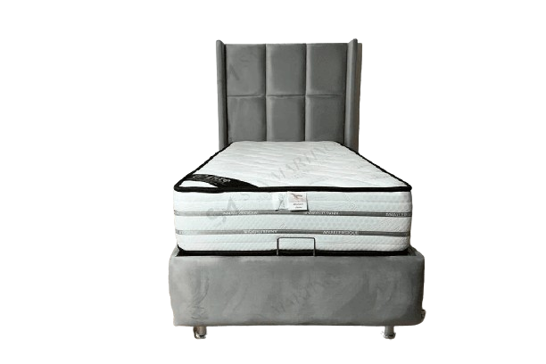 Lit Coffre simple Rio Velours Gris