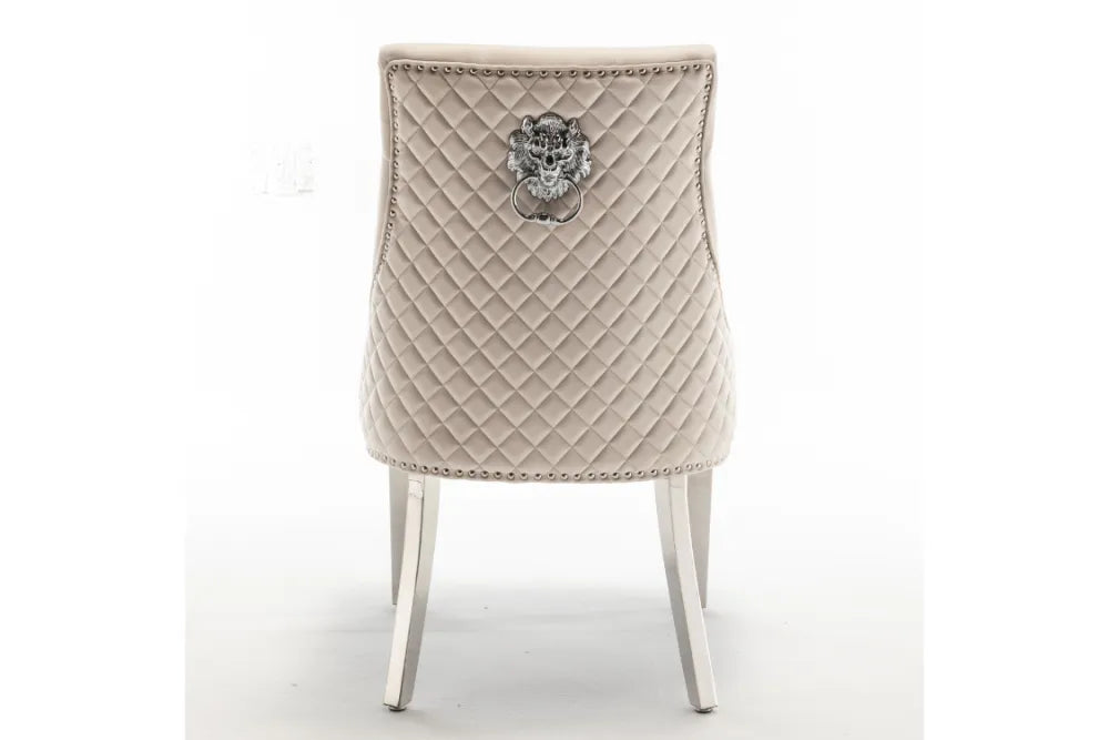 Chaise Stalingrad matelassée Argent velours Beige