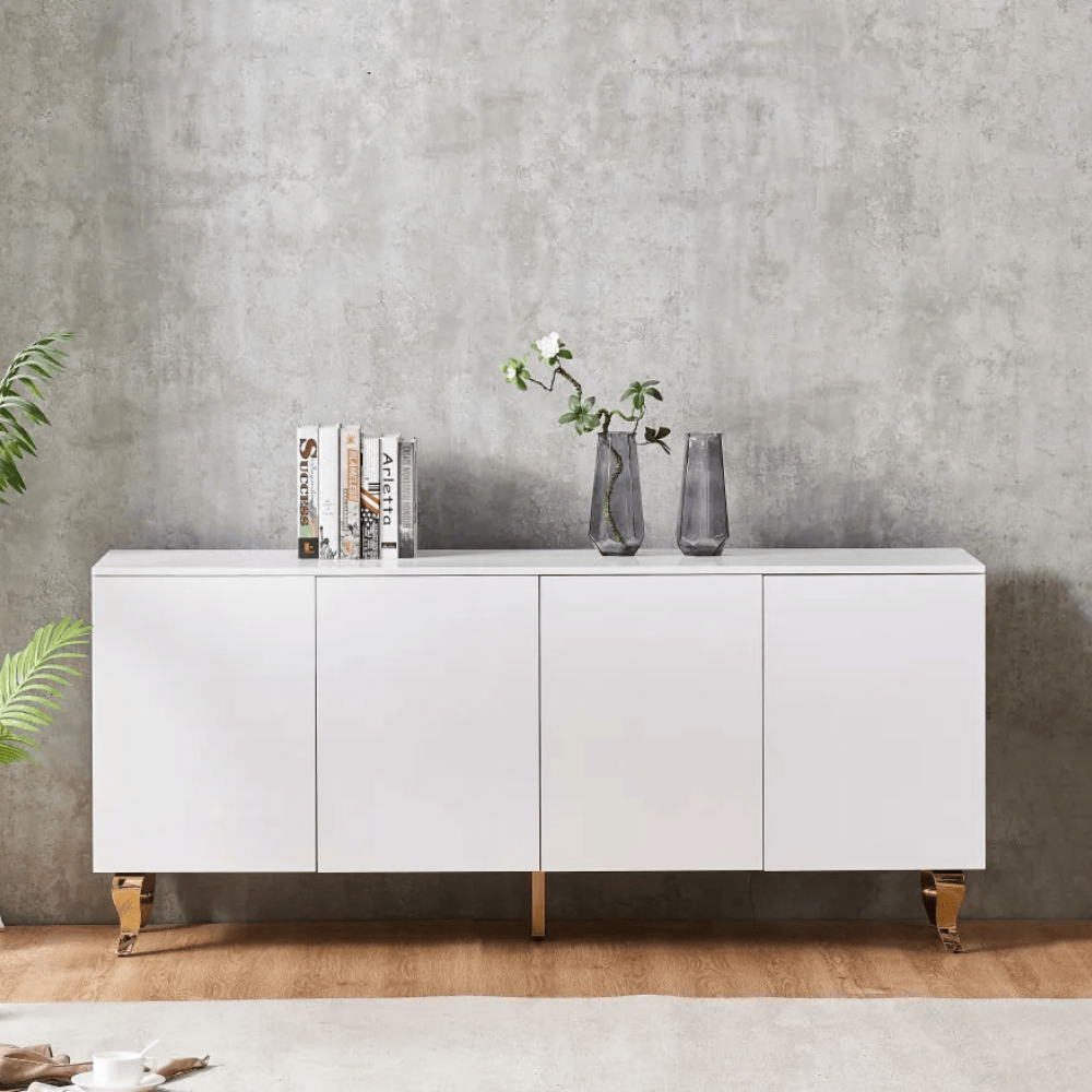 Buffet Baroque Or Laqué Blanc 180 cm