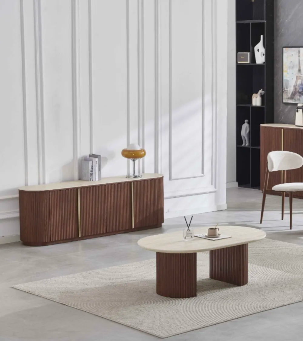 Meuble TV Calypso bois noyer