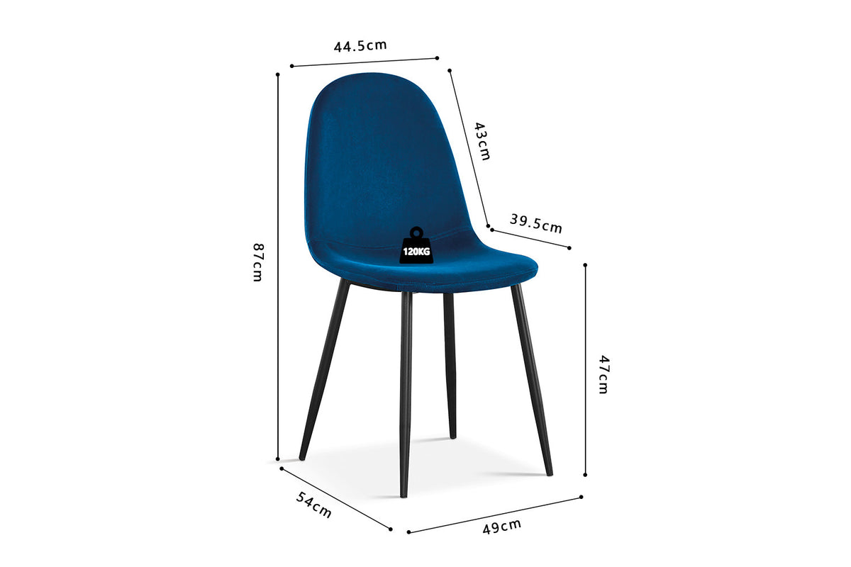 Chaise Boy Velours Bleu foncé