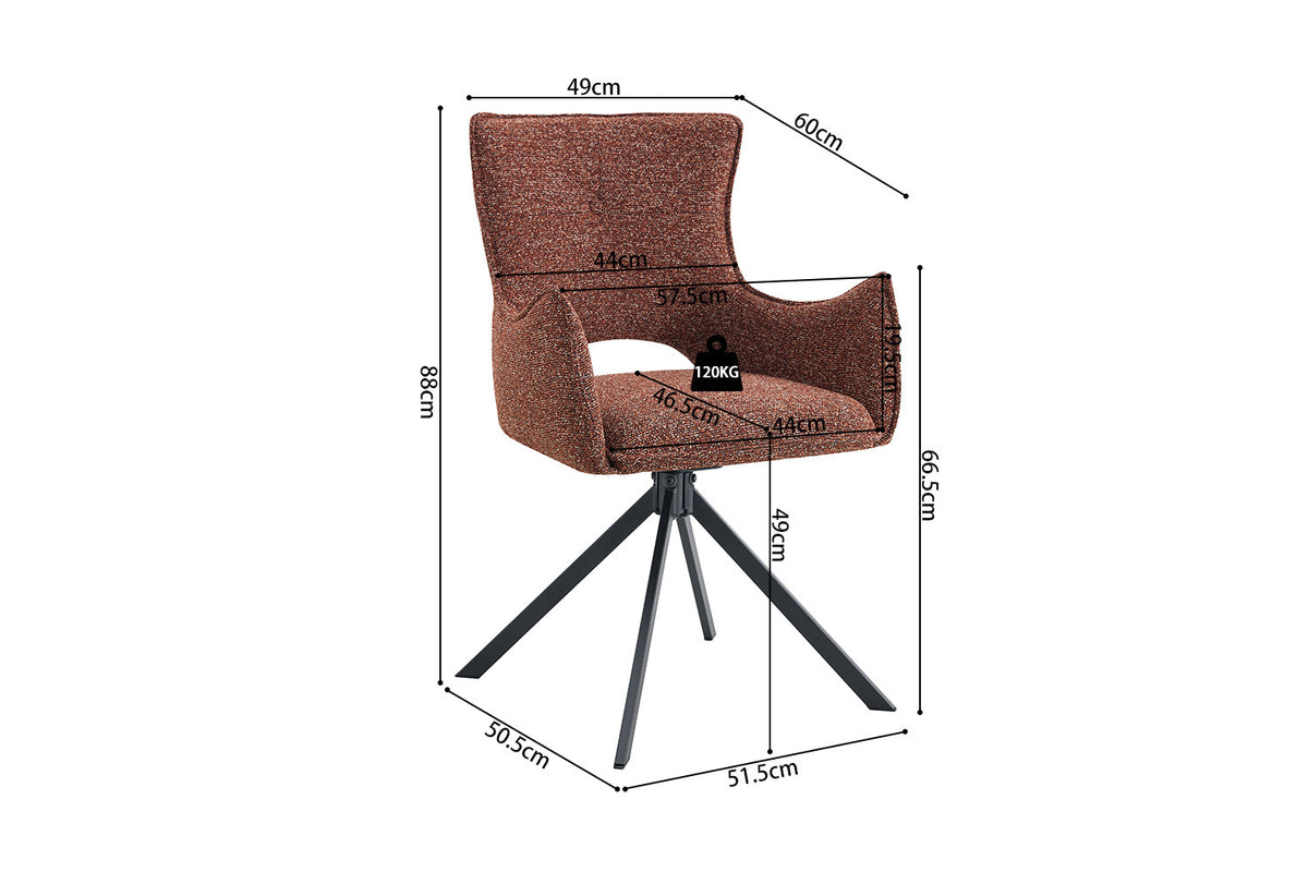 Chaise Billy Pivotant Tissu Ote Rouge