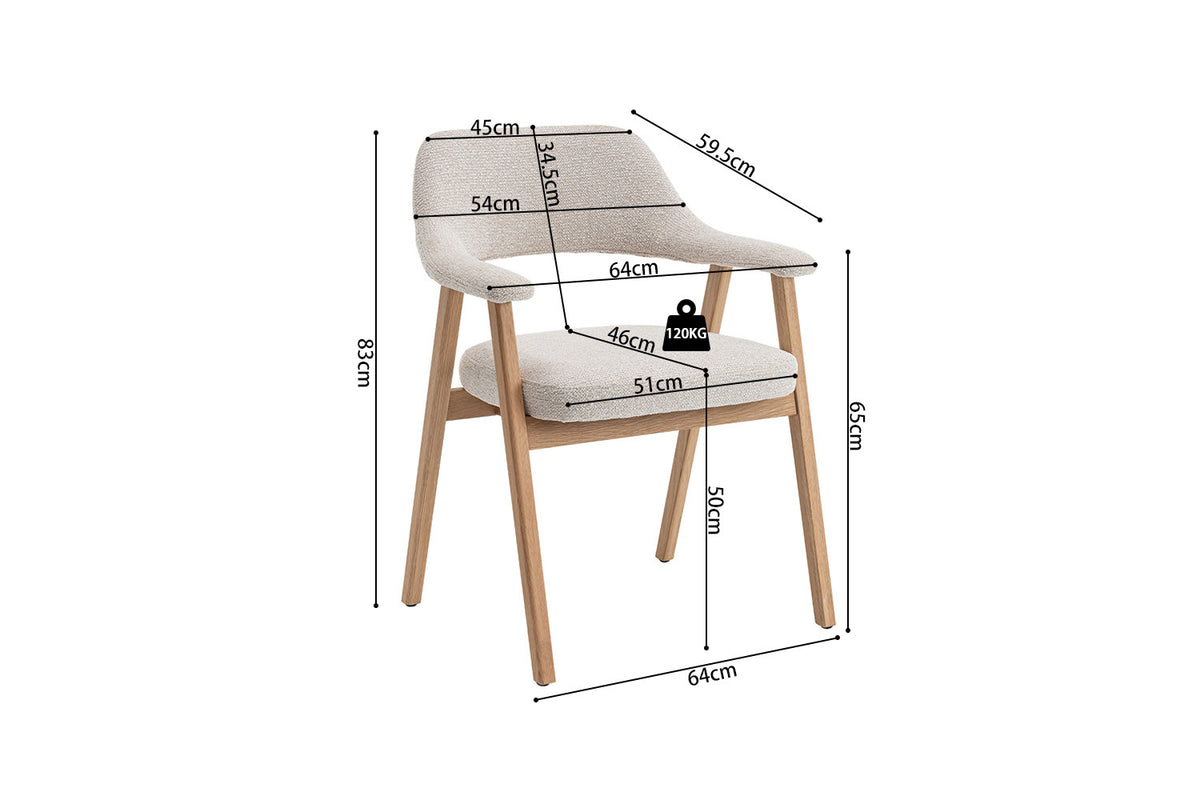 Chaise Coralie Chêne massive Beige