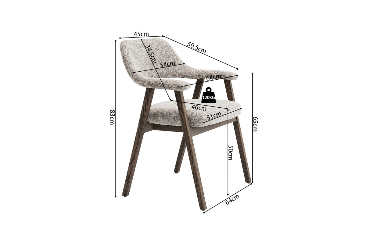 Chaise Coralie Chêne massive foncé Sable