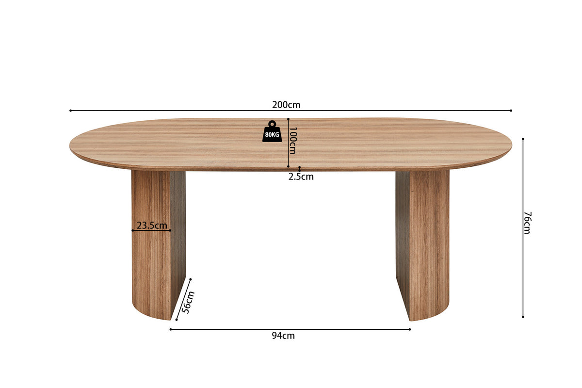 Table Lagos 200 cm Ovale Décor Chêne Vieilli