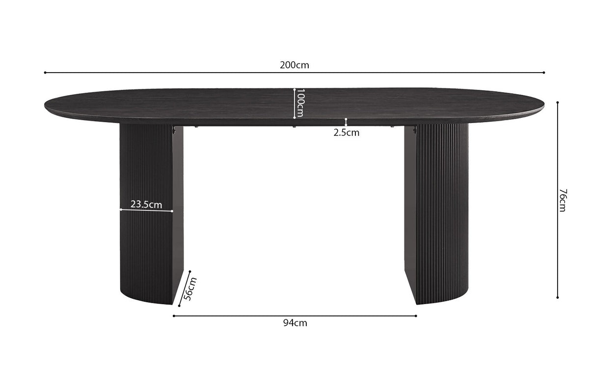 Table Lagos 200 cm Ovale Décor Brun foncé