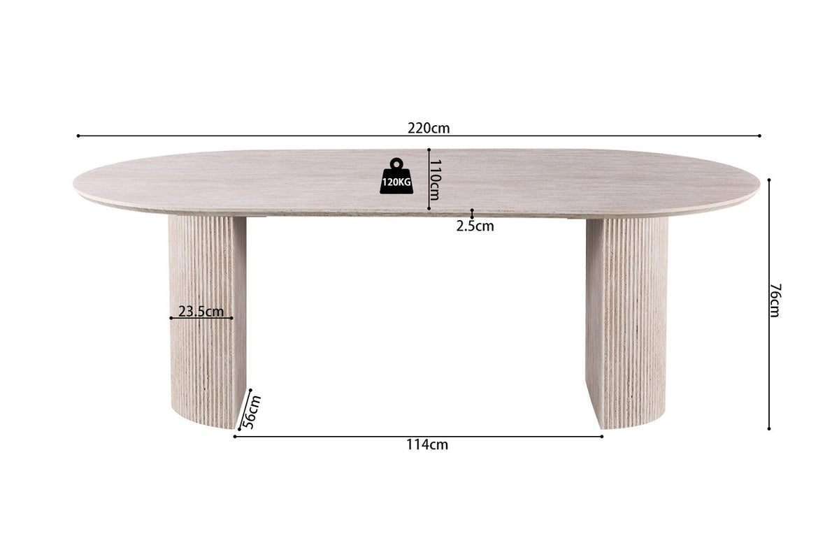 Table à manger Lagos 220cm effet Travertin