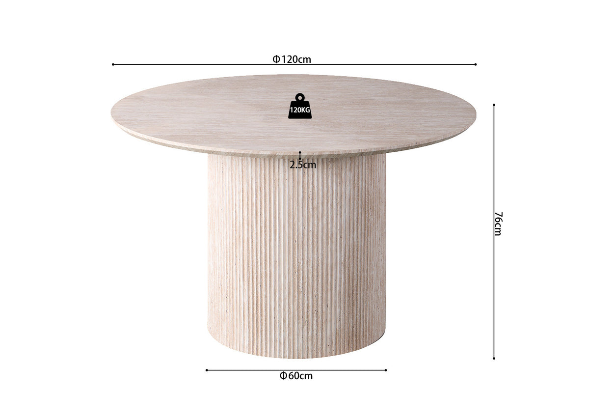 Table à manger Lagos ronde 120cm effet Travertin