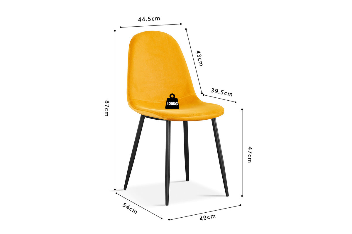 Chaise Boy Velours Jaune