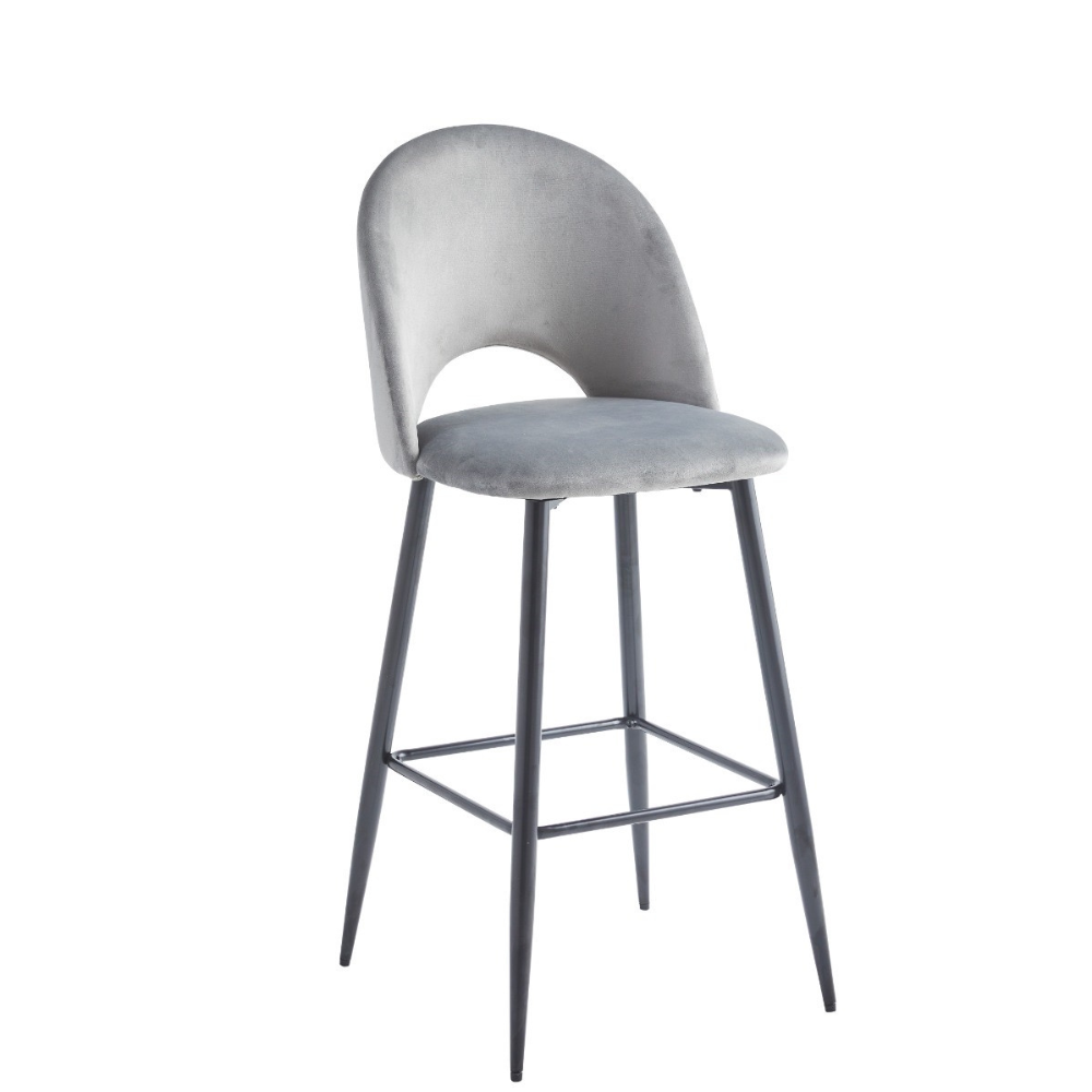 Tabouret Amelia Noir velours Gris