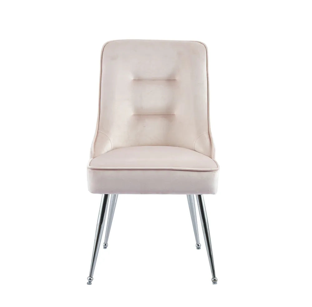Chaise Zip Chrome velours rose