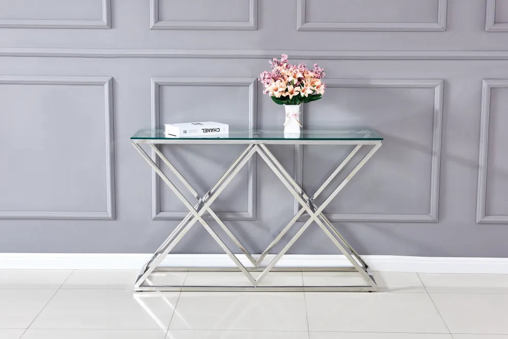 Console Triangle Chrome verre trempé