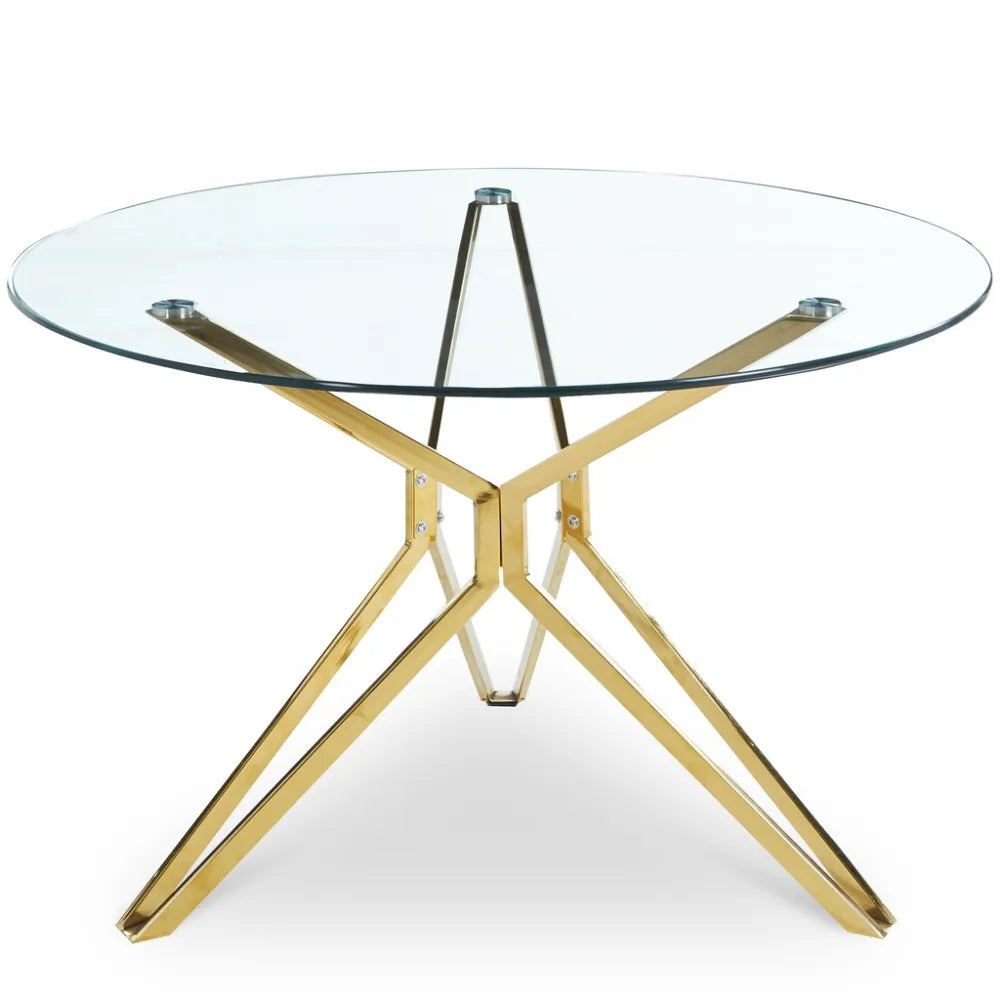 Table à manger Electra Or Verre Transparent
