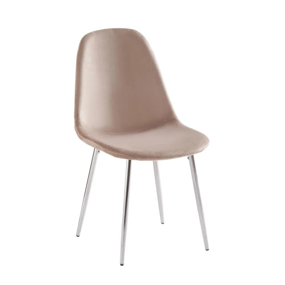 Chaise Maya - Structure Argent Velours Alvéolé Style Scandinave