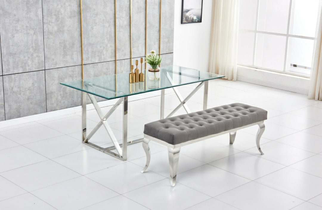 Banquette Nansouty Argent velours Gris
