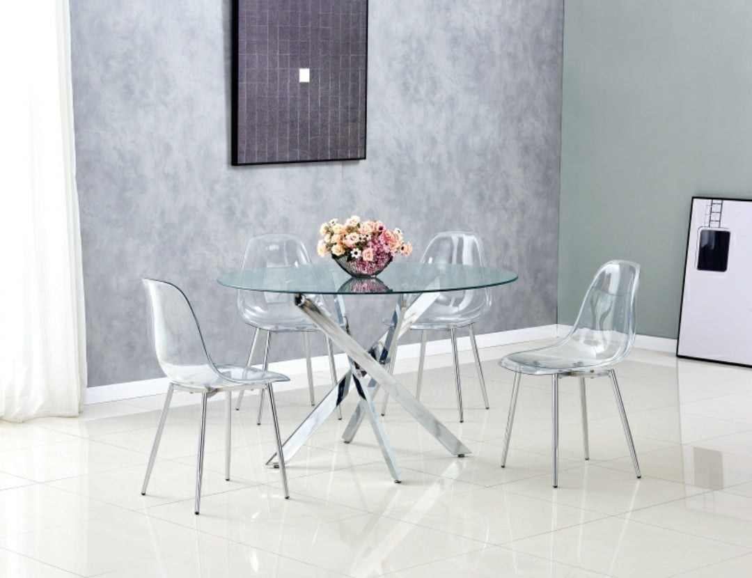 Chaise Maya - Structure Argentée Transparent Style Scandinave