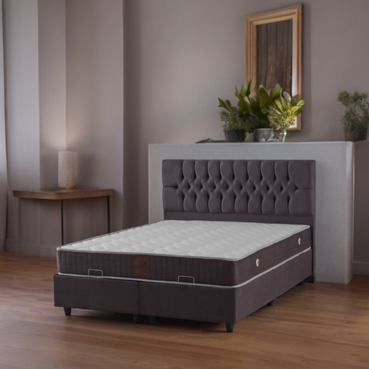 Lit coffre cuba velours gris