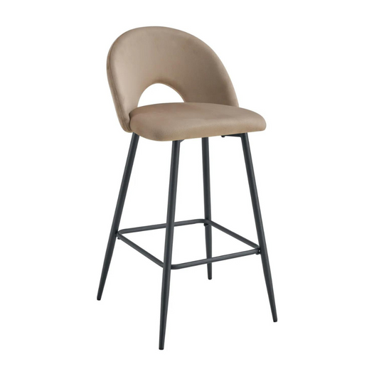 Tabouret Teddy Noir Velours Taupe