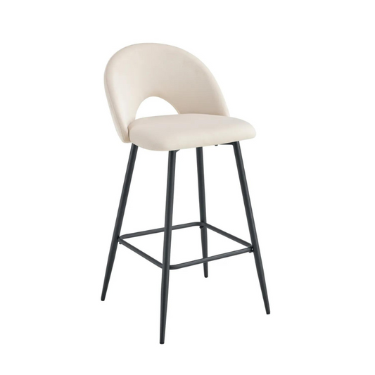 Tabouret Teddy Noir Velours Beige