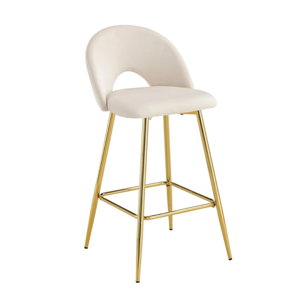 Tabouret Teddy Or Velours Beige