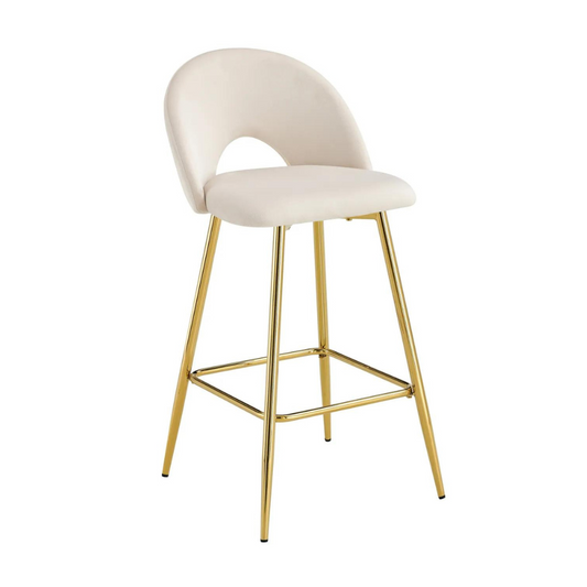 Tabouret Teddy Or Velours Beige