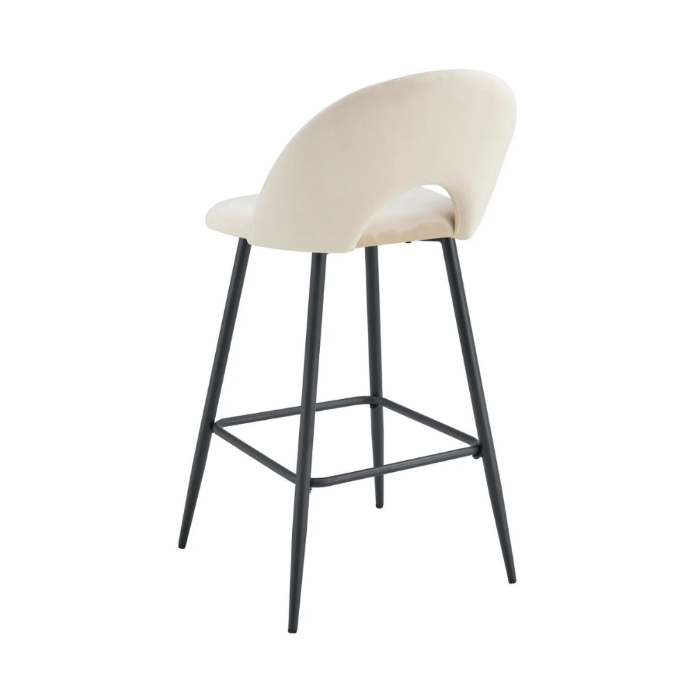 Tabouret Teddy Noir Velours Beige