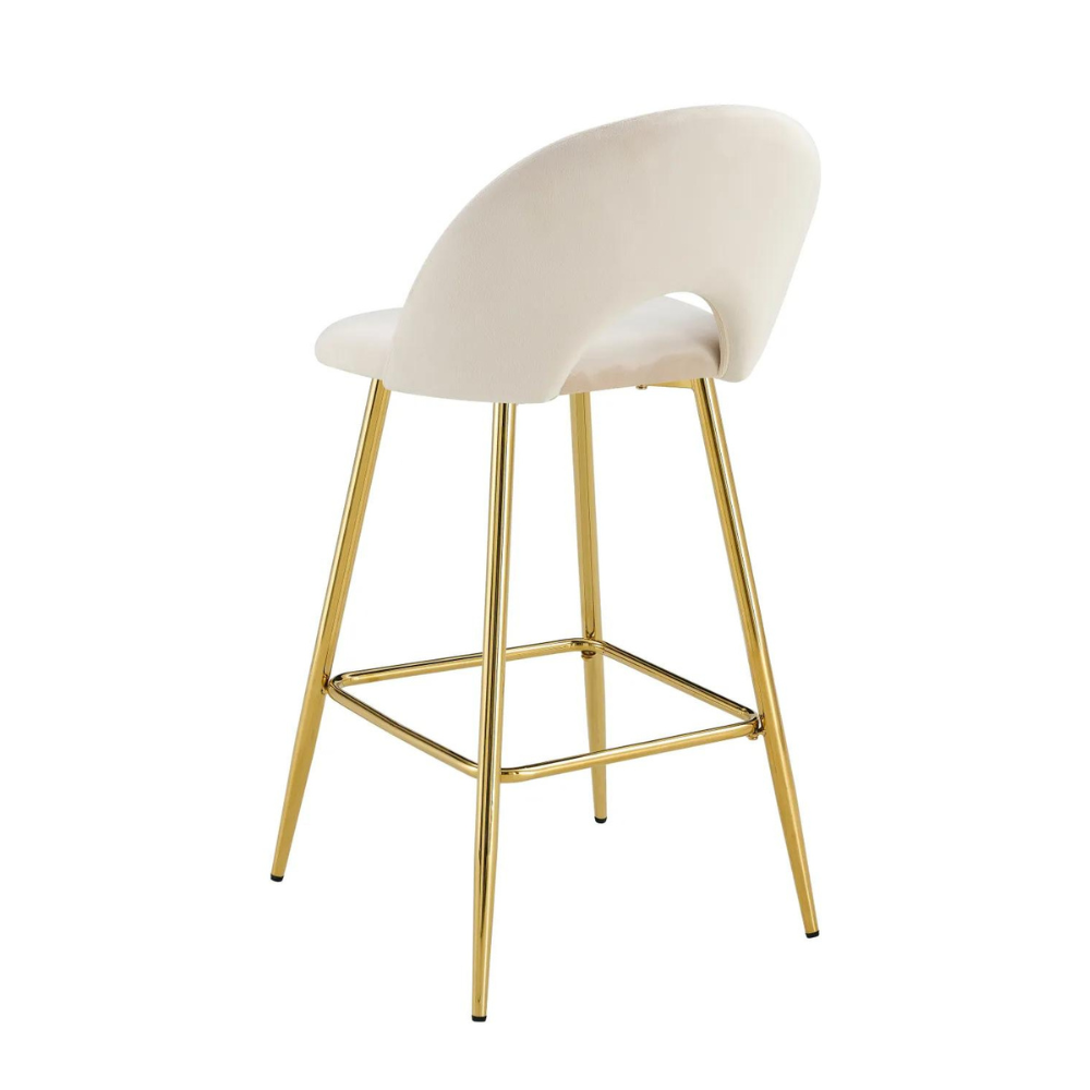 Tabouret Teddy Or Velours Beige