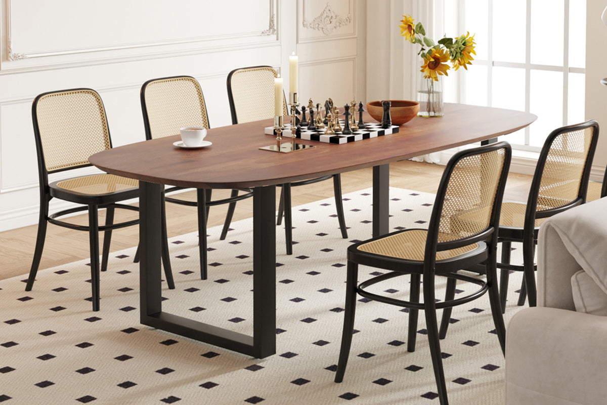 Table Tommy 220x100 cm Ovale Danoise Pied Bois de manguier Brun