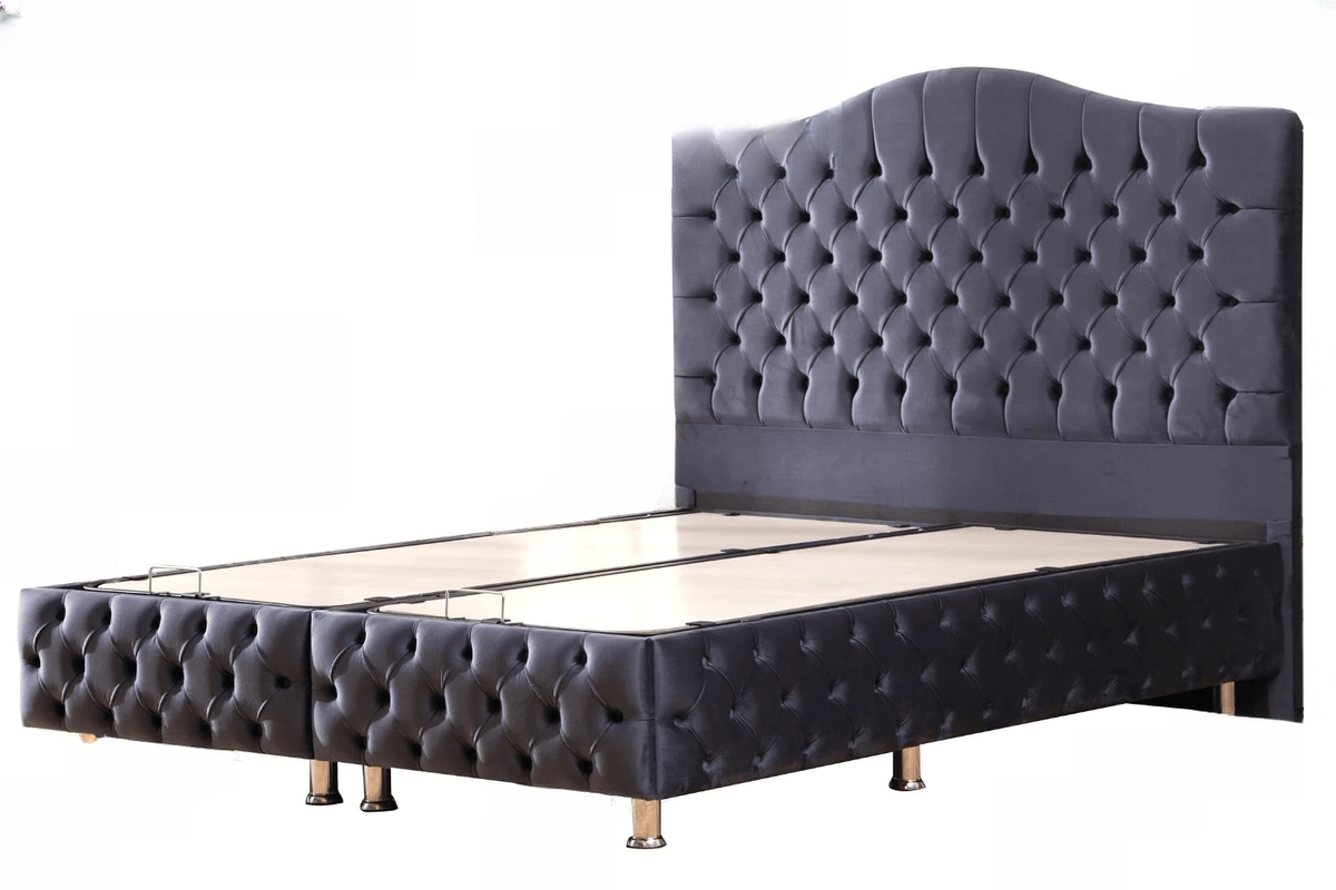 Lit coffre Paris Capitonné velours Gris Anthracite