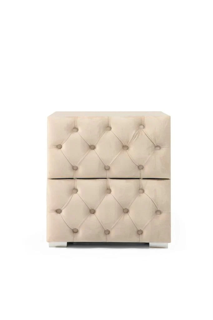Chevet capitonné velours beige