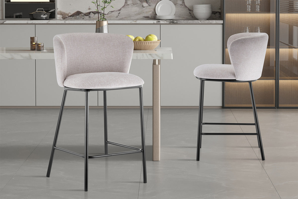 Tabouret de comptoir Arthur Pied Métal noir Tissu