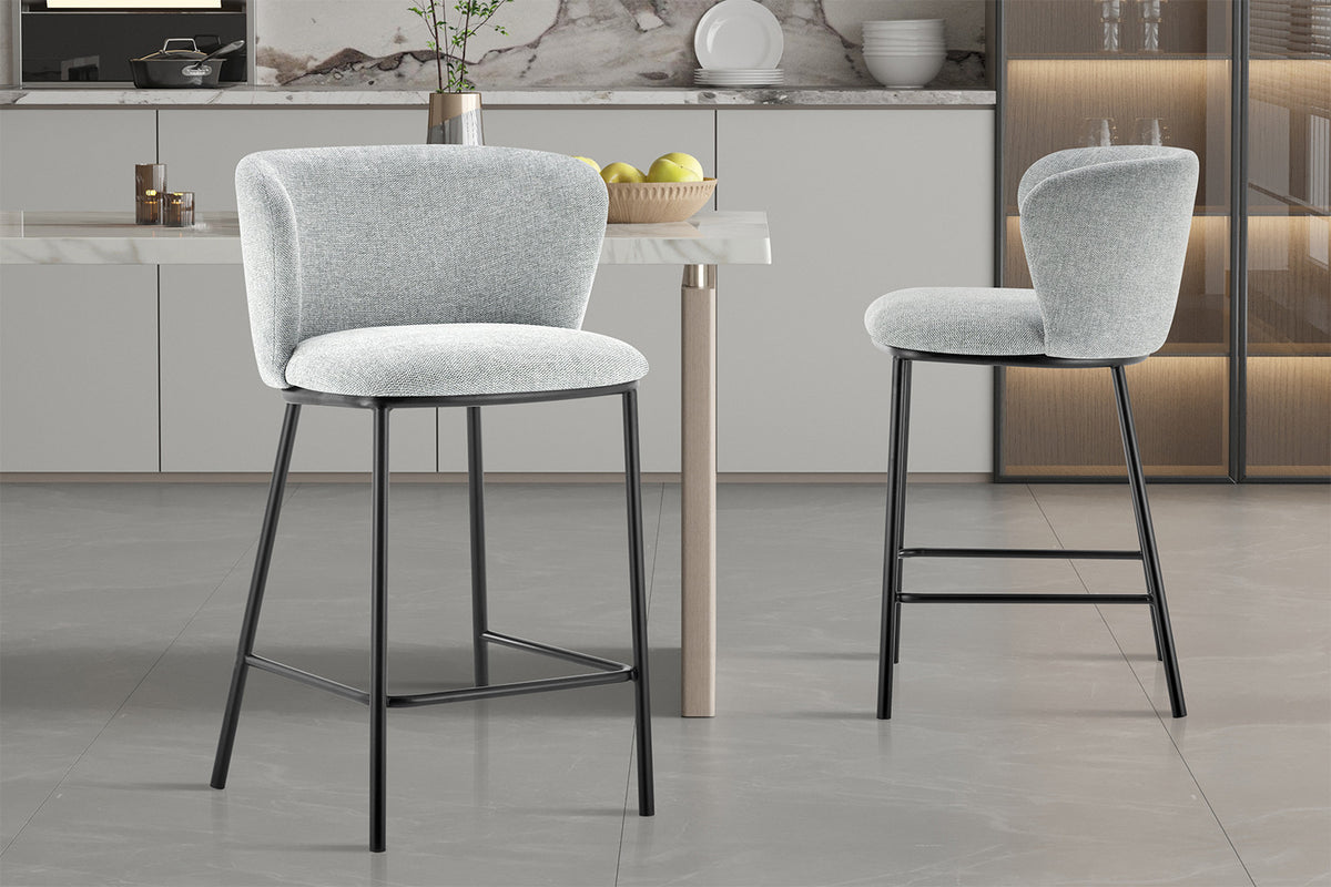 Tabouret de comptoir Arthur Pied Métal noir Tissu