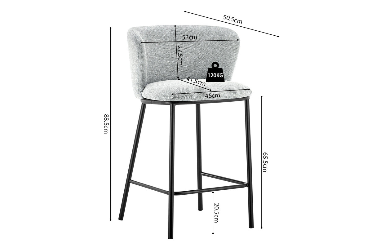 Tabouret de comptoir Arthur Pied Métal noir Tissu