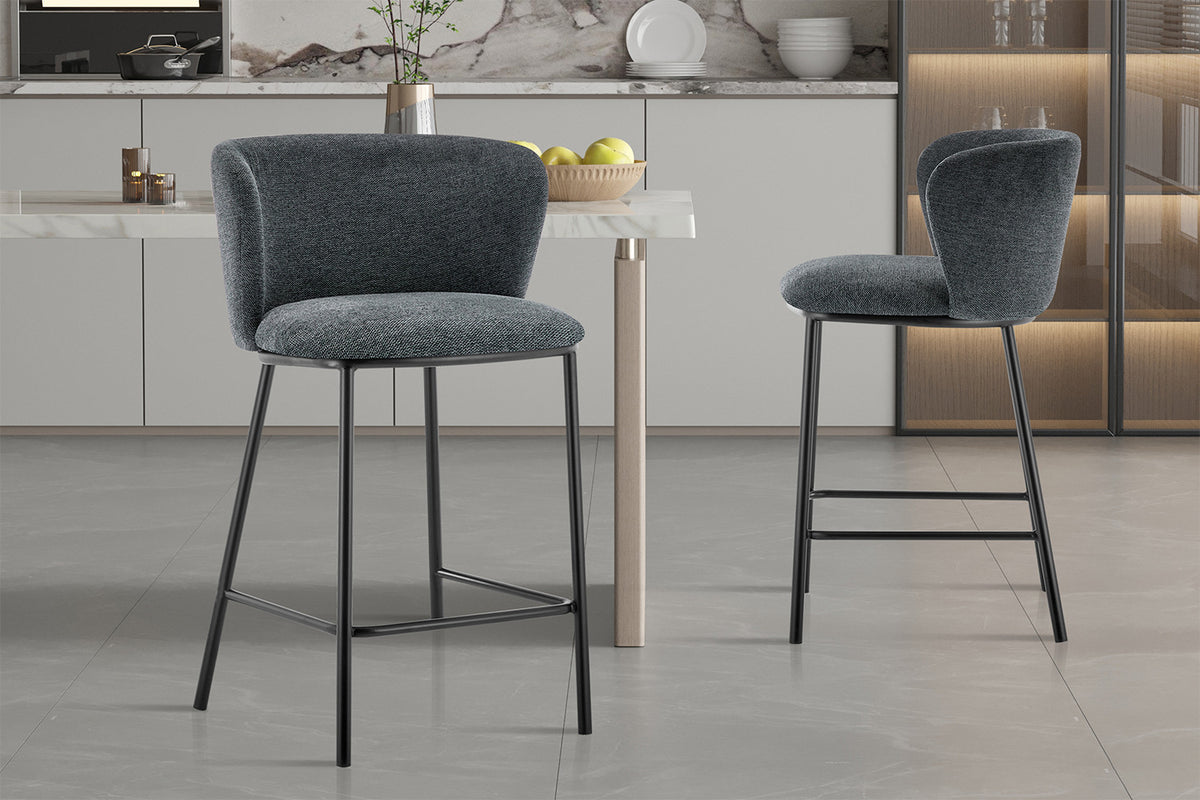 Tabouret de comptoir Arthur Pied Métal noir Tissu