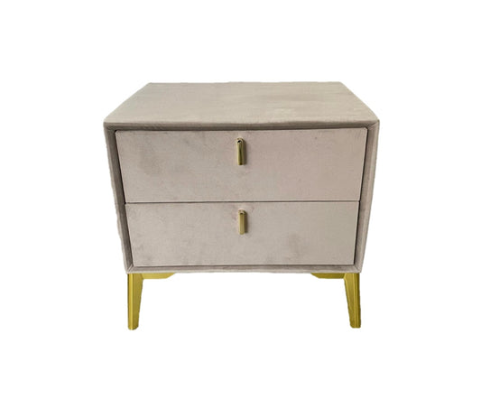 Chevet velours taupe pieds doré