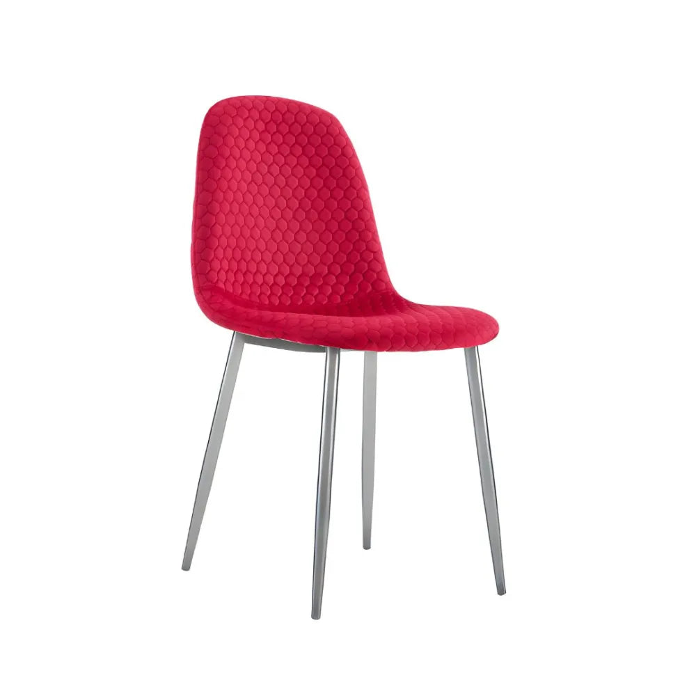 Chaise Maya - Structure Argent Velours Alvéolé Style Scandinave