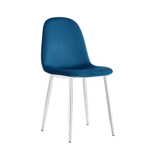 Chaise Maya - Structure Argent Velours Alvéolé Style Scandinave