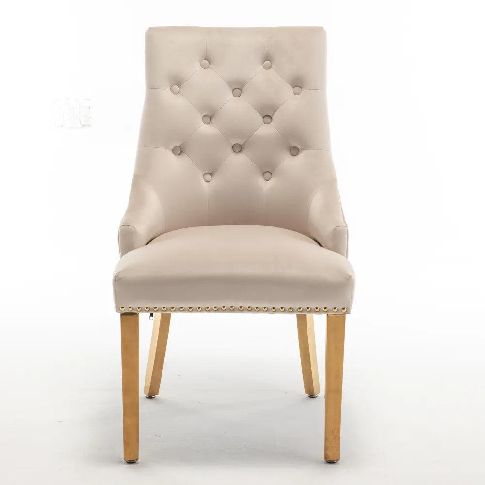 Chaise Stalingrad matelassée Or velours Beige