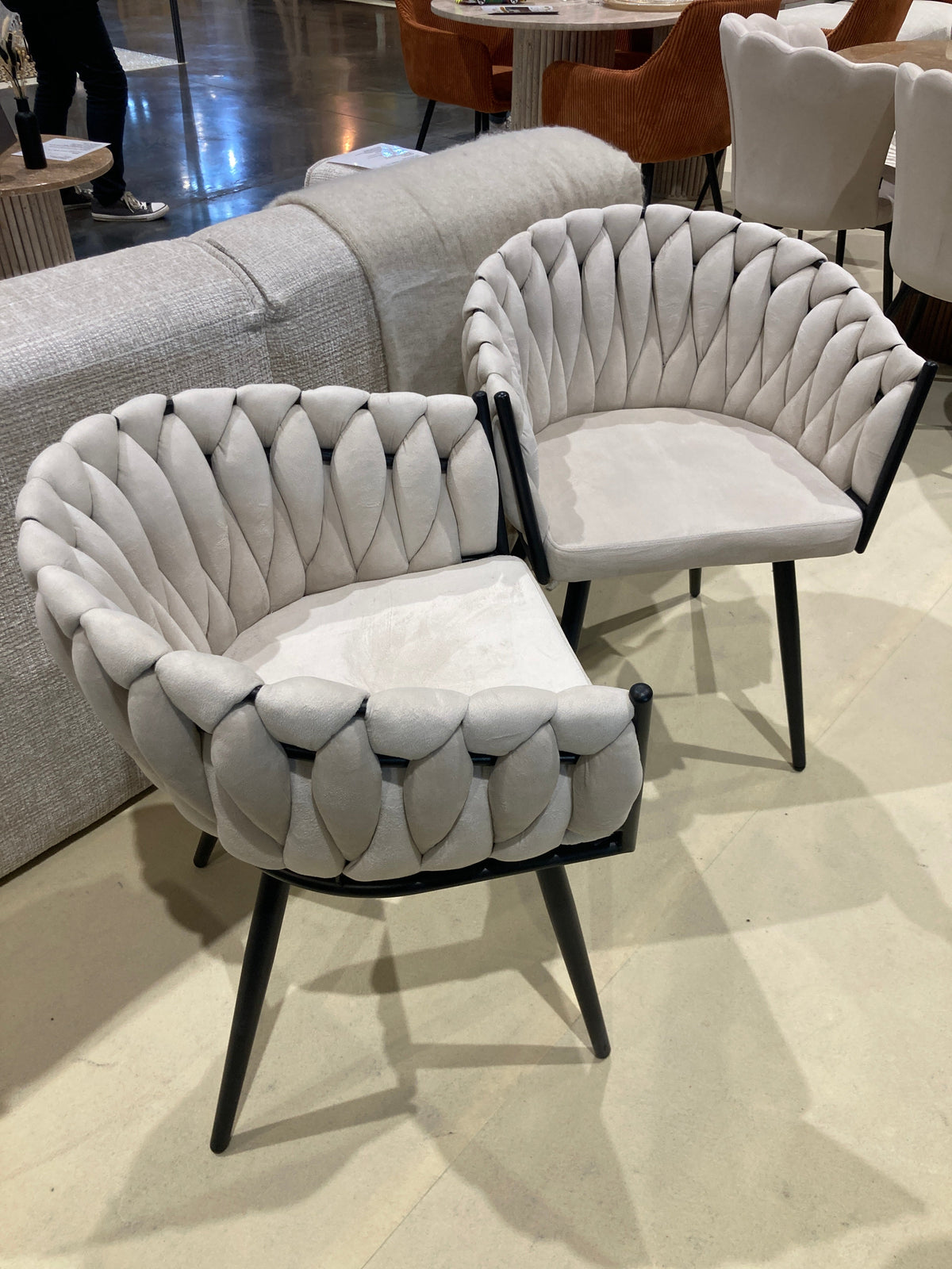 Chaise Tressée -  Velours, Style Fauteuil accoudoirs
