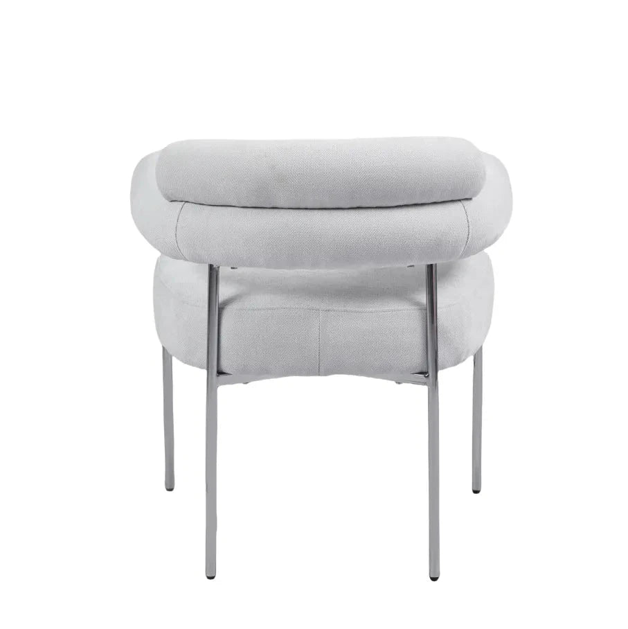 Chaise Bulle Accoudoir Structure Acier Argent tissu sergé gris