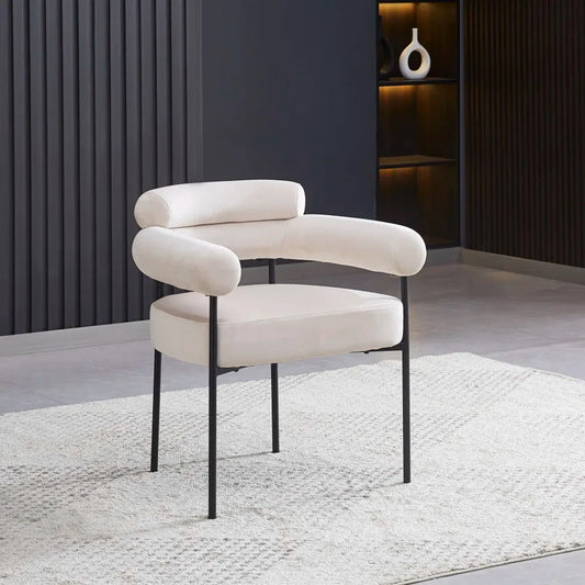Chaise Bulle Accoudoir Structure Acier Noir velours beige