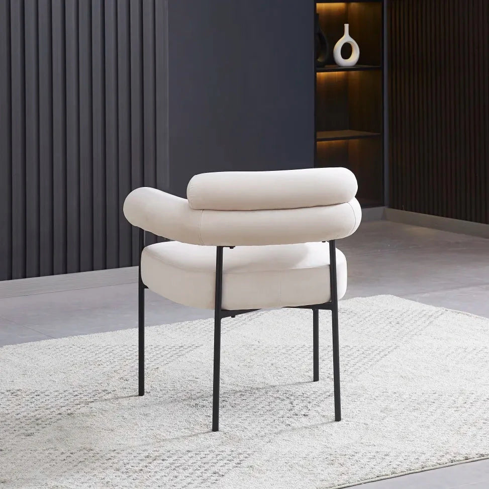 Chaise Bulle Accoudoir Structure Acier Noir velours beige