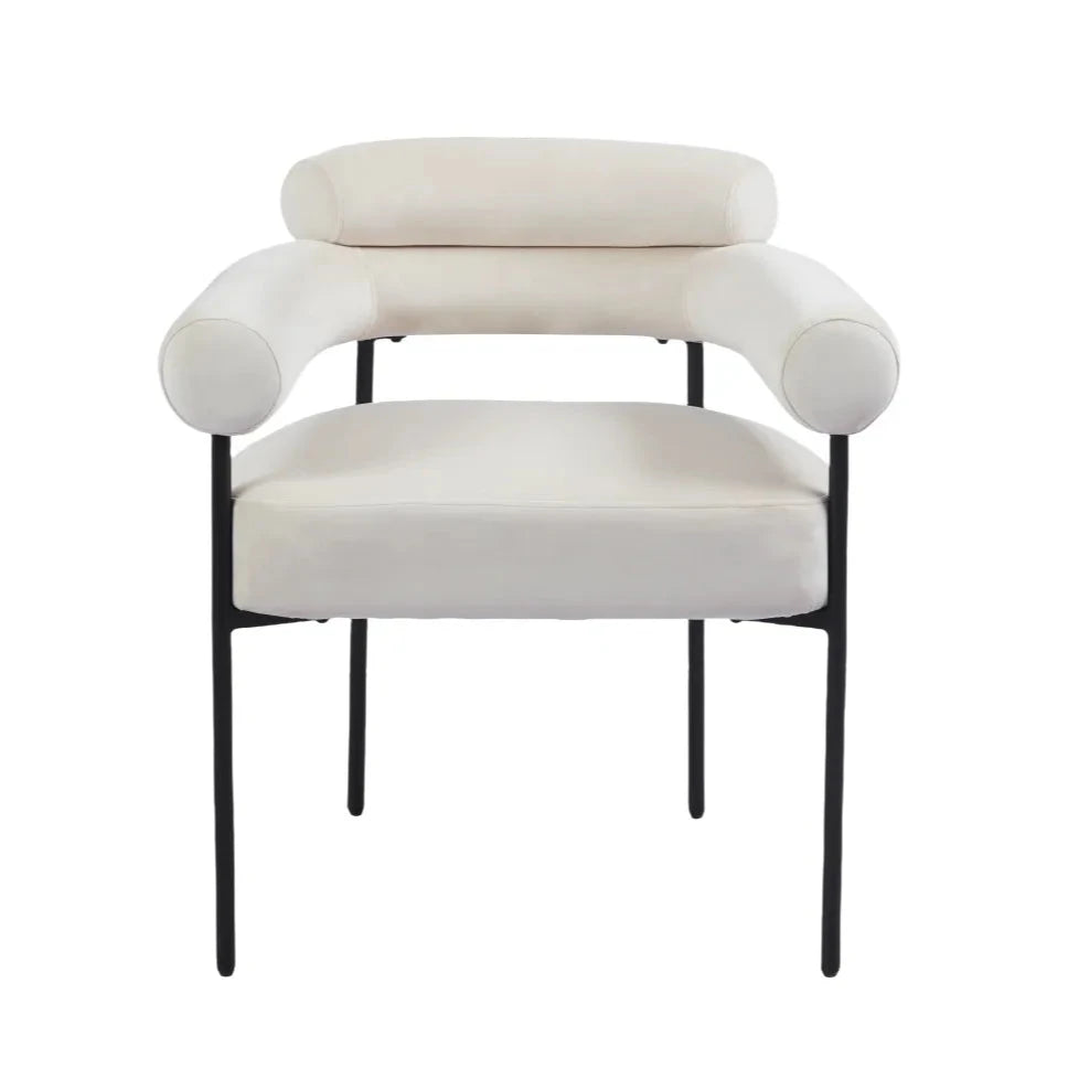 Chaise Bulle Accoudoir Structure Acier Noir velours beige