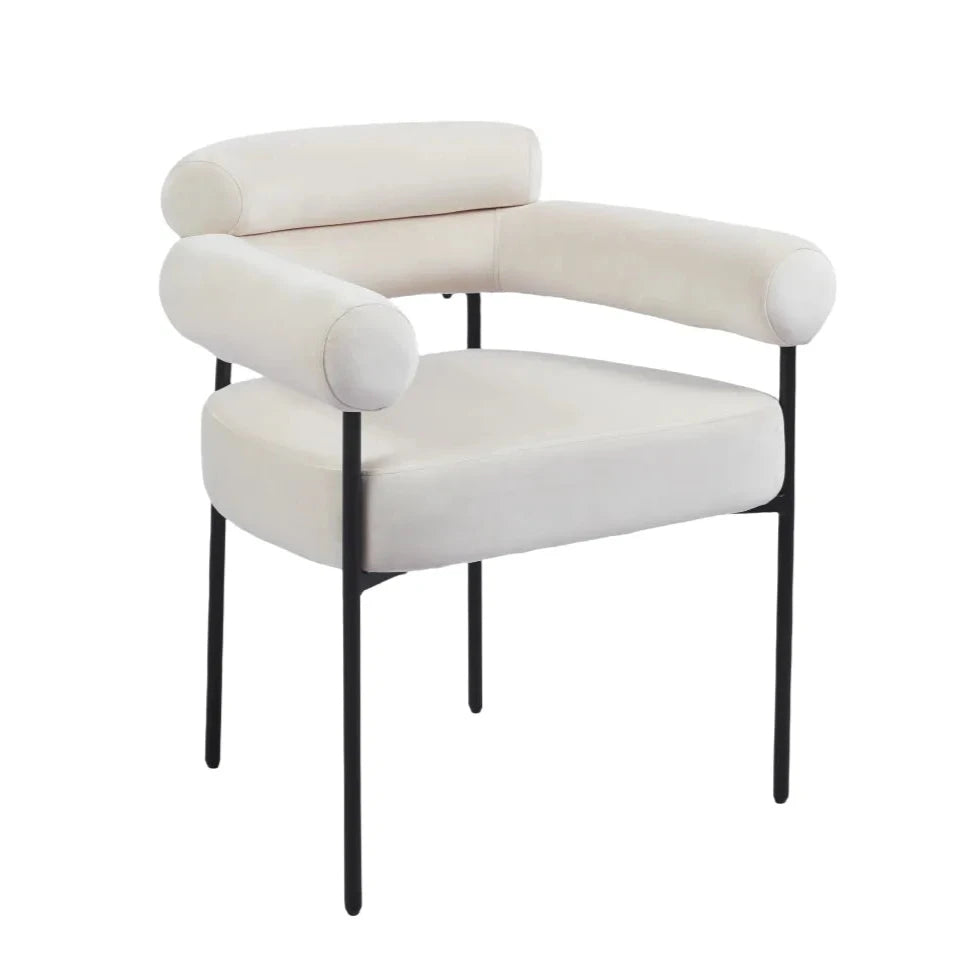 Chaise Bulle Accoudoir Structure Acier Noir velours beige