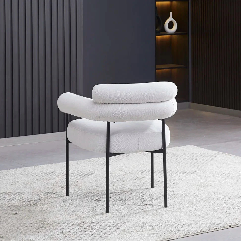 Chaise Bulle Accoudoir Structure Acier Noir tissu sergé gris