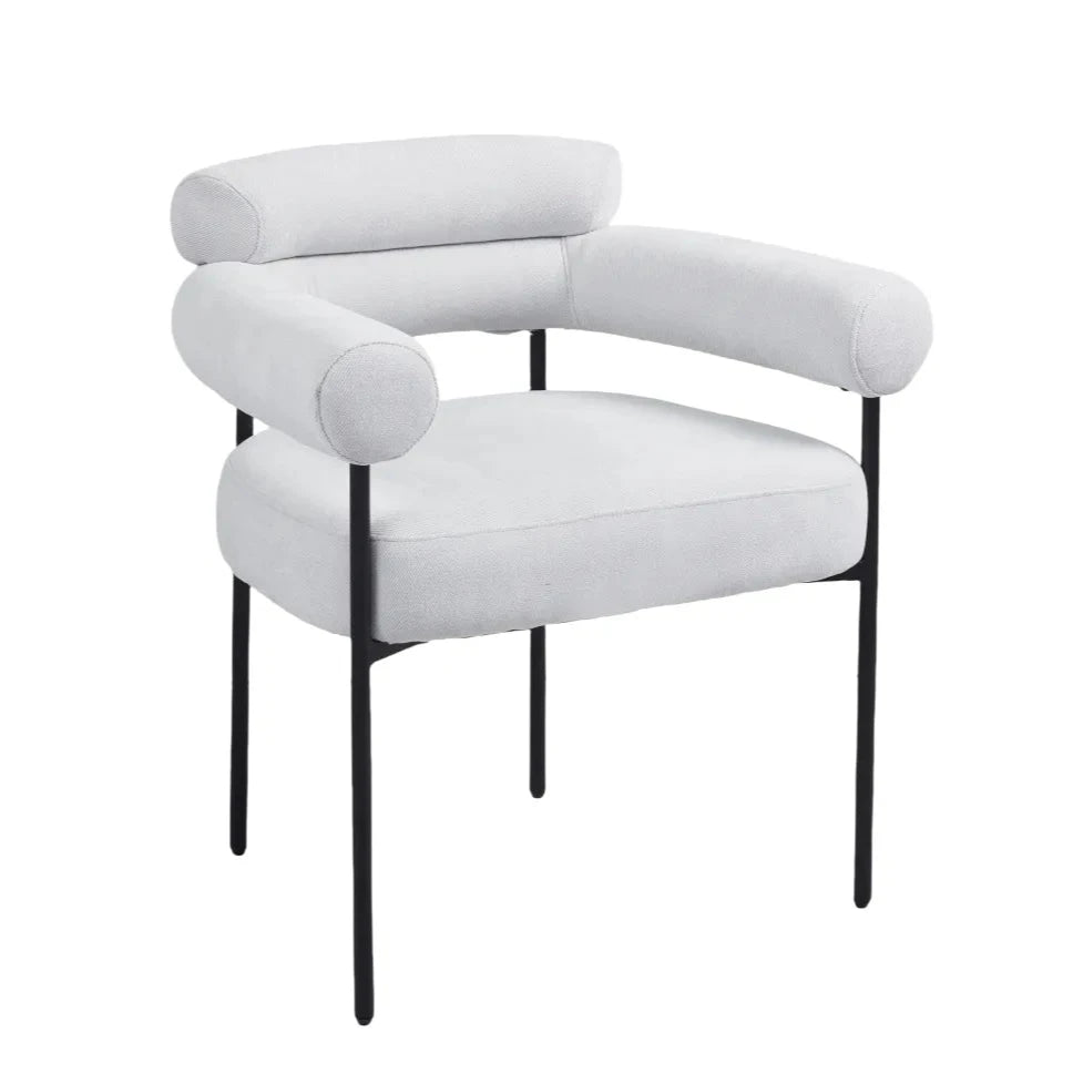 Chaise Bulle Accoudoir Structure Acier Noir tissu sergé gris