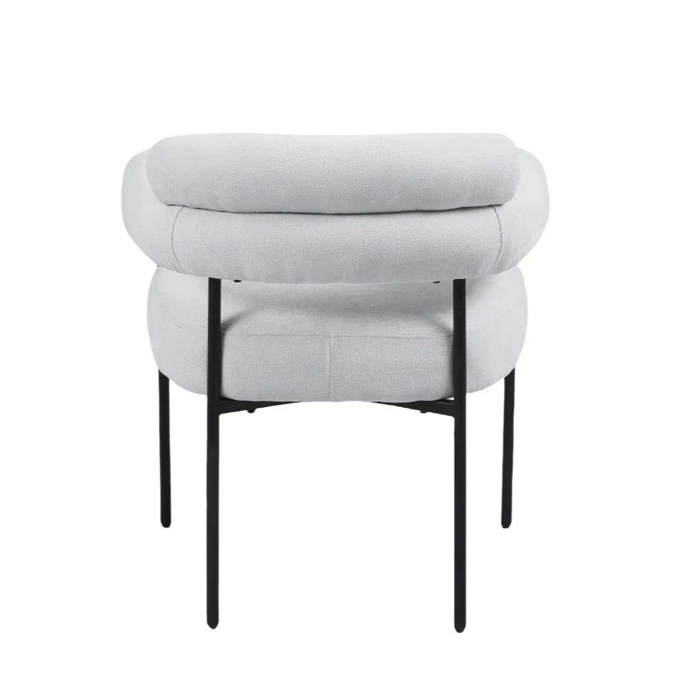Chaise Bulle Accoudoir Structure Acier Noir tissu sergé gris