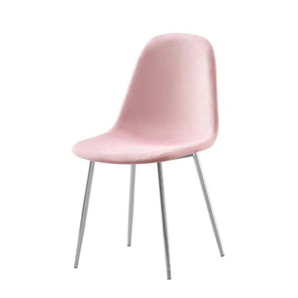 Chaise Maya - Structure Argent Velours Alvéolé Style Scandinave