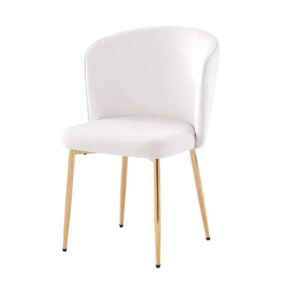 Chaise Diana Or velours Ecru